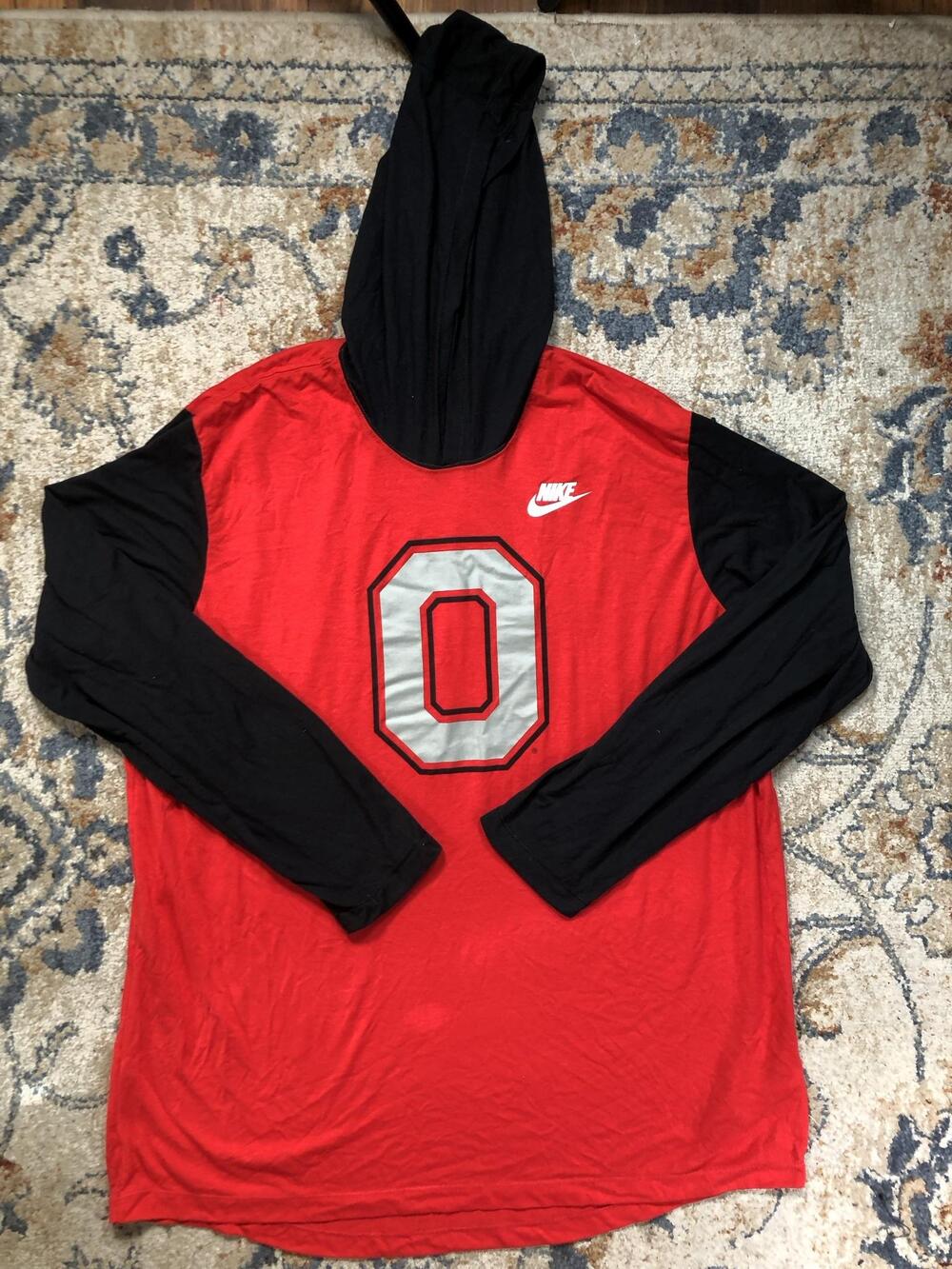 Ohio State Buckeyes Shirt Hooded Long Sleeve Mens 2XL Red NCAA Football Nike O